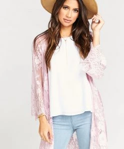 Show Me Your Mumu Clothes Lilah Lace Robe ~ Dusty Pink
