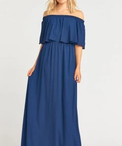 Show Me Your Mumu Hacienda Maxi Dress With Short Lining ~ Rich Navy Crisp Bridesmaids Dresses