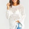 Show Me Your Mumu Paula Fringe Pullover ~ White Crochet