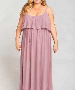 Show Me Your Mumu Caitlin Ruffle Maxi Dress ~ Antique Rose Chiffon Wedding Guest Dresses