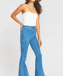 Show Me Your Mumu Berkeley Zip Up Bells ~ Fountain Stripe Denim