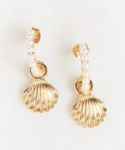 Show Me Your Mumu Tulla Shell Mini Hoop Earrings ~ Gold/Pearl