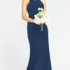 Show Me Your Mumu Chicago High Neck Gown ~ Rich Navy Stretch Crepe