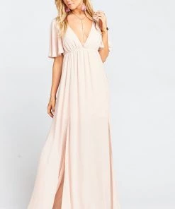 Show Me Your Mumu Faye Flutter Maxi Dress ~ Dusty Blush Crisp