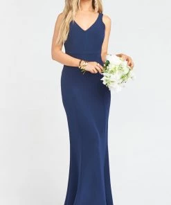 Show Me Your Mumu Morgan Gown ~ Rich Navy Stretch Crepe