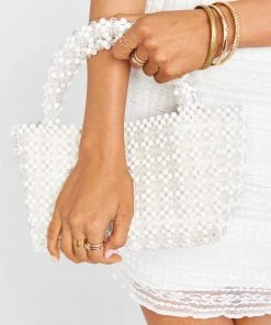 Show Me Your Mumu New Mu Cleobella X Mumu Clementine Bag ~ White Beaded