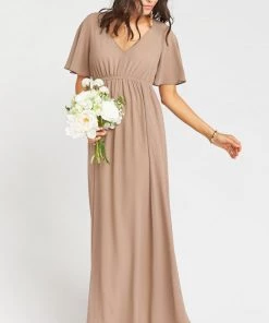 Show Me Your Mumu Maternity Emily Empire Maxi Dress ~ Dune Chiffon