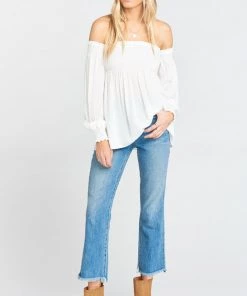 Show Me Your Mumu Raquel Smocked Top ~ White Challis