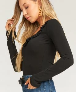 Show Me Your Mumu Jackie Top ~ Textured Spandy Black Clothes