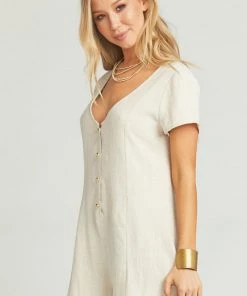 Show Me Your Mumu Glenn Romper ~ Cream Linen Rompers