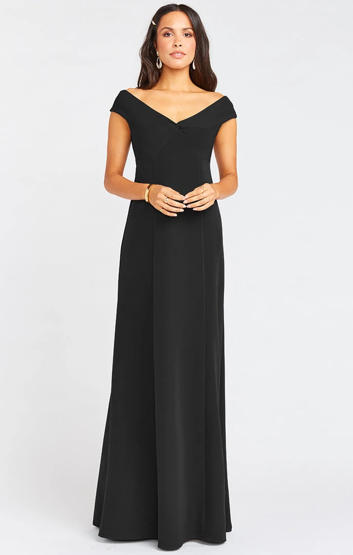Show Me Your Mumu Wedding Guest Dresses Zurich Knot Gown ~ Black Stretch Crepe 6 Show Me Your Mumu Wedding Guest Dresses Zurich Knot Gown ~ Black Stretch Crepe