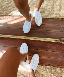 Show Me Your Mumu New Mu Superga 2790 Platform Sneakers ~ White And Gold Stars