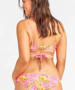 Show Me Your Mumu Ryder Wrap Bra Bikini Top ~ Neon Flowers Swim