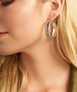 Show Me Your Mumu Luv AJ Snake Chain Hoop Earrings ~ Plated Silver