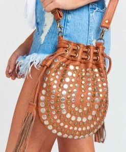 Show Me Your Mumu Pamela V Myra Stud Bucket Bag ~ Cognac Accessories