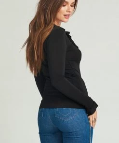 Show Me Your Mumu Jackie Top ~ Textured Spandy Black Clothes