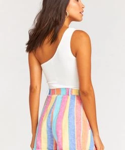 Show Me Your Mumu Stewart Shorts ~ Rainbow Stripe Linen Bottoms