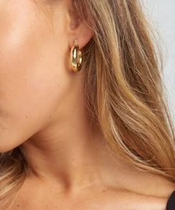 Show Me Your Mumu New Mu LUV AJ Baby Amalfi Tube Hoops ~ 14K Plated Gold