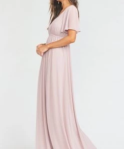 Show Me Your Mumu Emily Empire Maxi Dress ~ Neutral Mauve Chiffon Maternity