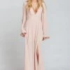 Show Me Your Mumu Venus Long Sleeve Flare Dress ~ Dusty Blush Crisp Bridesmaids Dresses