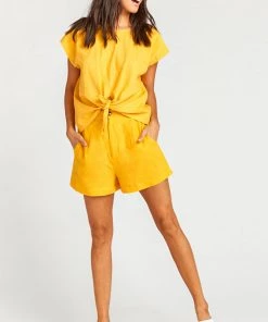 Show Me Your Mumu Clothes Katrina Top ~ Canary Yellow Linen