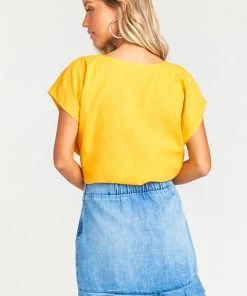 Show Me Your Mumu Clothes Katrina Top ~ Canary Yellow Linen