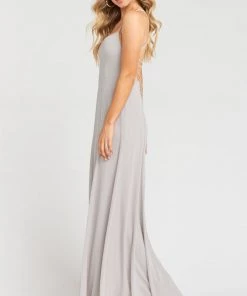 Show Me Your Mumu Godshaw Goddess Gown ~ Dove Grey Chiffon