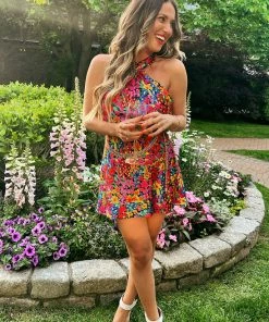 Show Me Your Mumu Jasmine Halter Mini Dress ~ Garden Glow