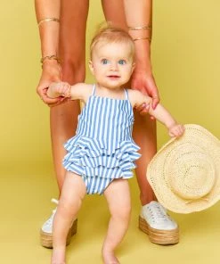 Show Me Your Mumu Swim Riviera Ruffle One Piece ~ Nautical Stripe