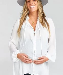 Show Me Your Mumu Maternity Alicia Tunic ~ White Silky Dots