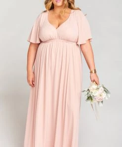 Show Me Your Mumu Maternity Emily Empire Maxi Dress ~ Dusty Blush Crisp