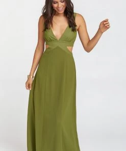 Show Me Your Mumu Kendra Maxi Dress ~ Dusty Olive Chiffon New Mu