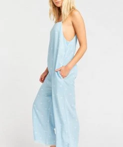 Show Me Your Mumu Rompers Mama T Overalls ~ Palm Tree Chambray