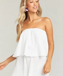 Show Me Your Mumu Thelma Romper ~ White Crinkle Gauze