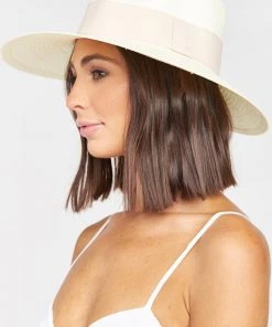 Show Me Your Mumu New Mu Rosetta Straw Fedora Hat ~ Ivory/Pink