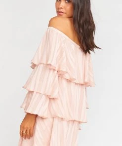 Show Me Your Mumu Dresses Chicka Chicka Dress ~ Flutter Stripe Chiffon Blush