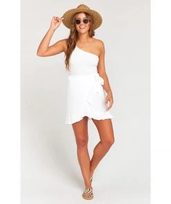 Show Me Your Mumu Bottoms Roam Ruffle Skirt ~ White Ripple Gauze