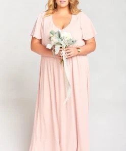 Show Me Your Mumu Bridesmaids Dresses Michelle Flutter Maxi Dress ~ Dusty Blush Crisp
