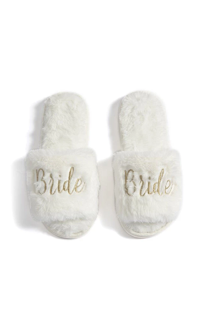 Show Me Your Mumu New Mu Bride Fuzzy Slippers ~ White/Gold 3 Show Me Your Mumu New Mu Bride Fuzzy Slippers ~ White/Gold