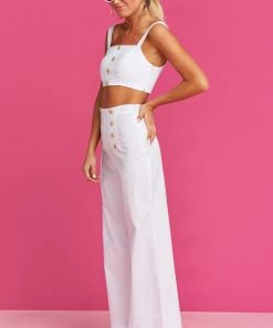 Show Me Your Mumu Stacie Sailor Pants ~ White Poplin Bottoms