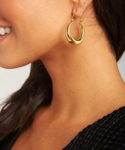 Show Me Your Mumu Accessories LUV AJ ~ The Martina Tube Hoop Earrings ~ 14K Plated Gold