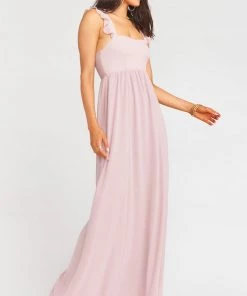 Show Me Your Mumu Maternity June Maxi Dress ~ Neutral Mauve Chiffon