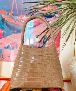 Show Me Your Mumu Billini Clover Shoulder Bag ~ Taupe Patent Croc