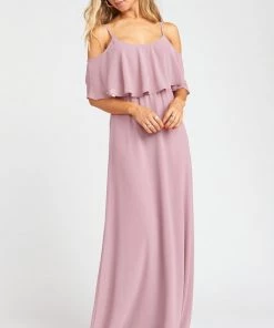 Show Me Your Mumu Caitlin Ruffle Maxi Dress ~ Antique Rose Chiffon Wedding Guest Dresses