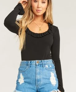 Show Me Your Mumu Jackie Top ~ Textured Spandy Black Clothes