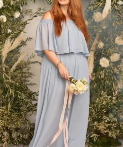 Show Me Your Mumu Hacienda Maxi Dress ~ Steel Blue Chiffon