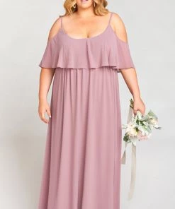 Show Me Your Mumu Caitlin Ruffle Maxi Dress ~ Antique Rose Chiffon Wedding Guest Dresses