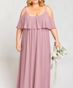Show Me Your Mumu Caitlin Ruffle Maxi Dress ~ Antique Rose Chiffon Wedding Guest Dresses