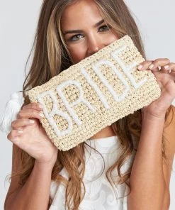 Show Me Your Mumu LJC Designs Bride Raffia Clutch ~ Beige/White Accessories