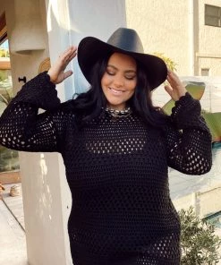 Show Me Your Mumu Paula Pullover ~ Black Crochet